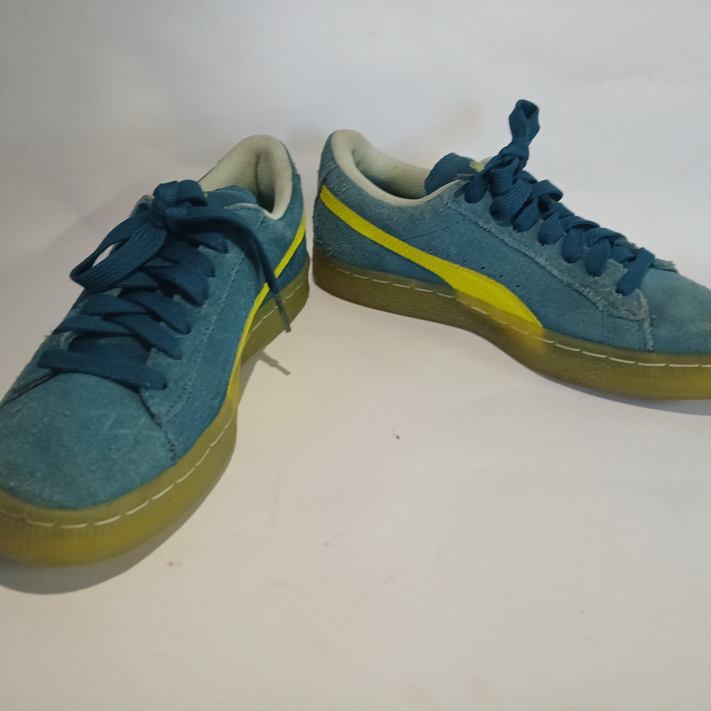 Puma Blue and Yellow Suede Sneakers